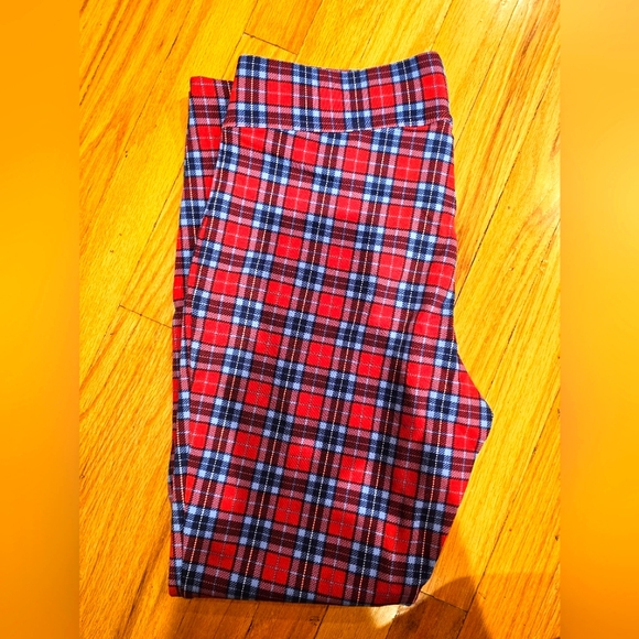 NWT Lands' End Plaid Starfish Leggings - Picture 1 of 5